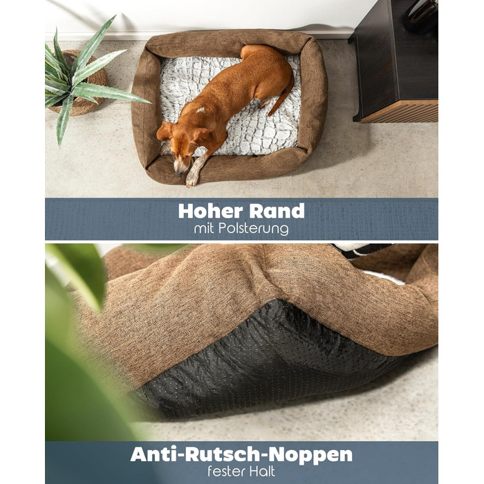 Крісло-гніздочко для собак Lionto з м'яким двостороннім подушкою, затишне ліжко для домашніх тварин у меланжевому дизайні з глибоким входом, підходить для собак та котів усіх розмірів, 80x60 см, м'яке ліжко для собак, коричневе