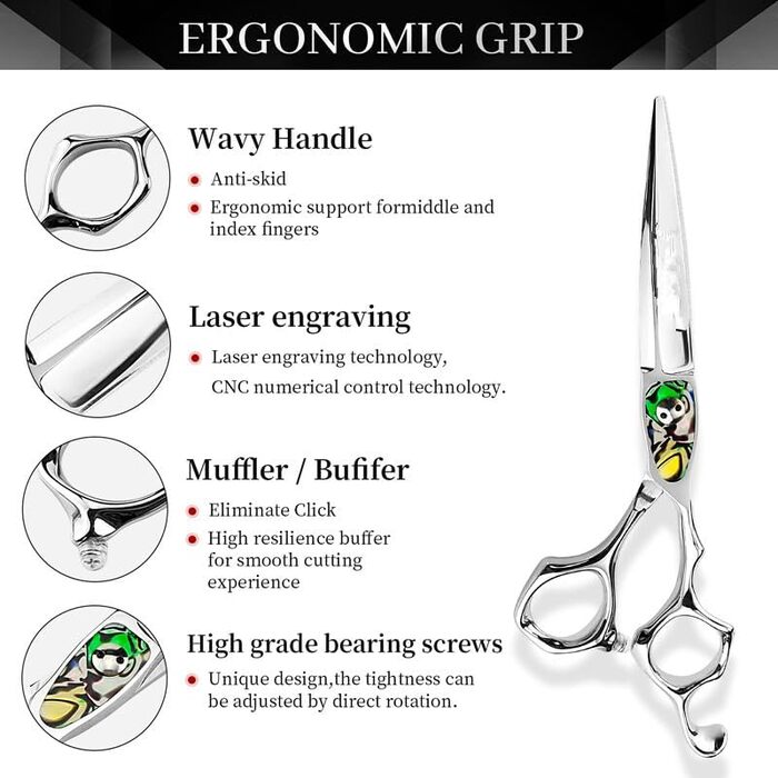 Набір ножиць для грумінгу собак 6 дюймів: прямі та розріджуючі ножиці для професійного догляду за шерстю.