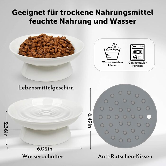 Набори мисок для котів Katzennapf (2 шт) з кераміки, підняті миски для котів, миски для води та корму