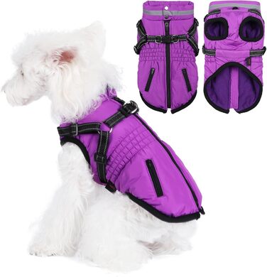 Тепла куртка для собак на зиму, водонепроникна куртка для цуценят S, фіолетовий