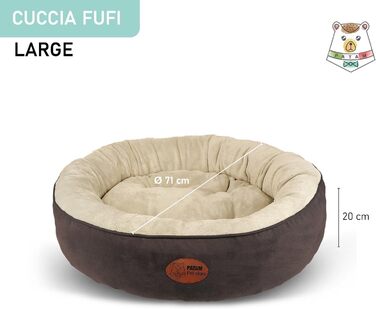 Кругле ліжко для собак та котів Fufi Beige, велике (⌀ 71 см), з м'якими краями, неслизьке, знімне, для всіх сезонів