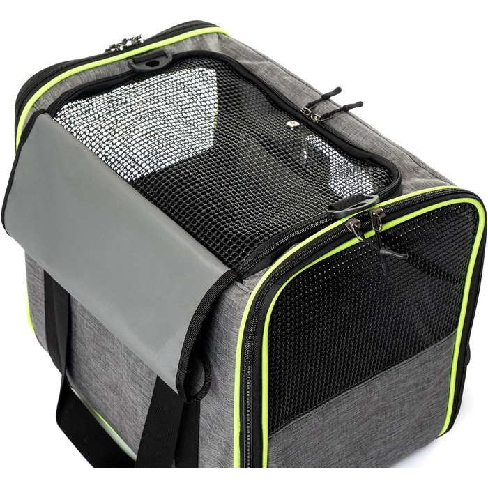 Транспортна сумка для котів та собак BRAVE PAWS, сіра, з міцного пластикового сітки, зручна, дихаюча, з безпечними застібками-блискавками та складною мискою