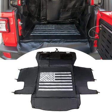 Водонепроникний килимок-автогамак для собак BESTAOO для багажника Jeep Wrangler JK/JL 2007–2025, 4-дверний, міцний оксфорд, протиковзкий, знімний, з принтом прапора США