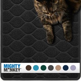 MIGHTY MONKEY Преміум килимок для котячого туалету, фталатів немає, XL 88,9x58,4 см, чорний, м'який для лап, легке очищення, ефективне затримання наповнювача