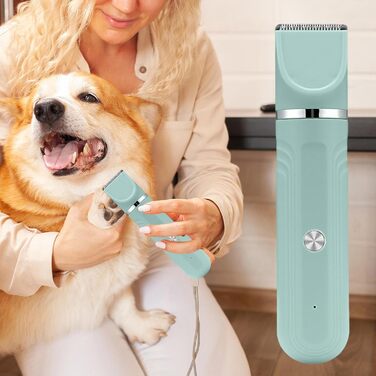 Набір для догляду за домашніми тваринами - набір для грумінгу собак 4-в-1, перезаряджувана регульована ножиці для цуценят вдома, зелений