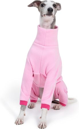 Теплий комбінезон для італійських грейхаундів та віппетів – м'який костюм динозавра з коміром-гетром (Рожевий, M)