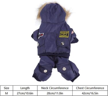 GLOGLOW Зимова куртка для собак, тепла, з капюшоном, для маленьких собак (L, блакитна)