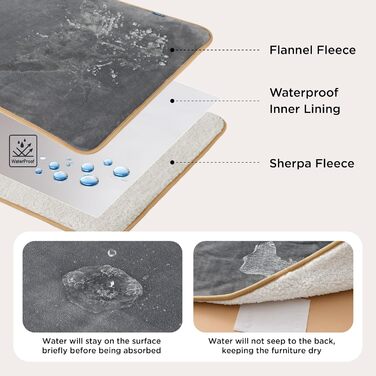 Водонепроникний коврик для собак середнього розміру 80x100 см, миючий, м'який, кремовий колір