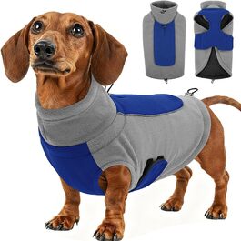 Теплий флісовий пуловер для собак - зимовий пуловер з подвійним шаром, розмір L, обхват грудей 48 см, обхват шиї 33 см, блакитний