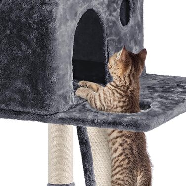Котячий дряпак Yaheetech XXL 194 см, стійкий, з плюшем і сизалевим канатом, для котів, до стелі, темно-сірий