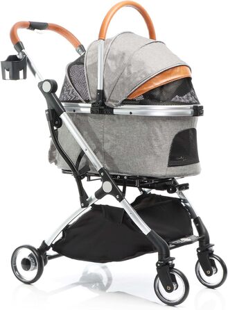 Візок для собак Fudajo 2в1, розкладний, з сумкою-переноскою для собак та котів (сірий, до 15 кг)