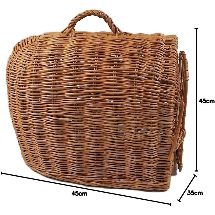 Транспортний кошик з лози з подушкою 45x35x45 см - клітка для кота/собаки