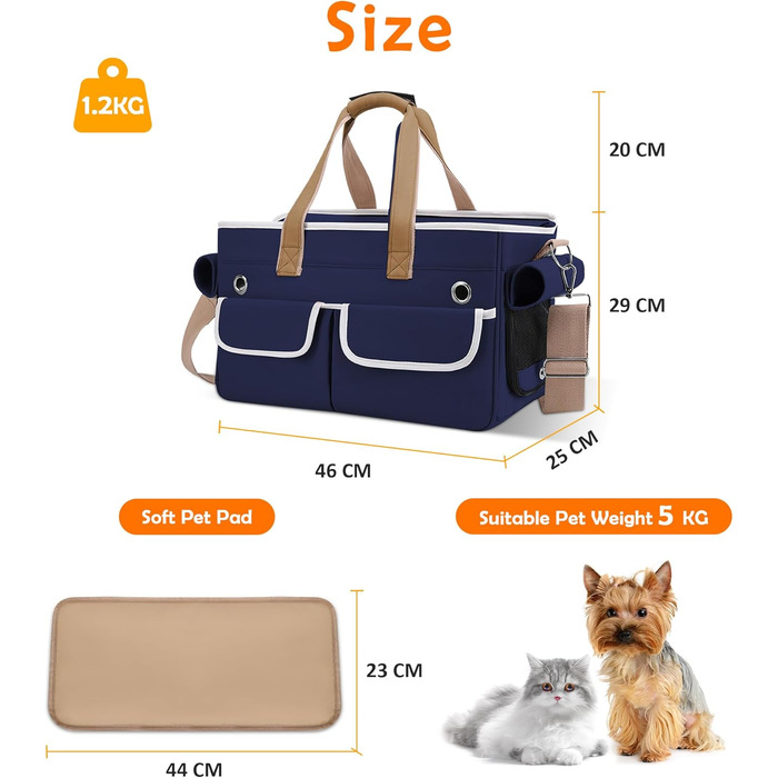 Транспортна переноска для котів та собак ALLSOPETS, складана, дихаюча, для подорожей, кемпінгу, прогулянок (Блакитна)