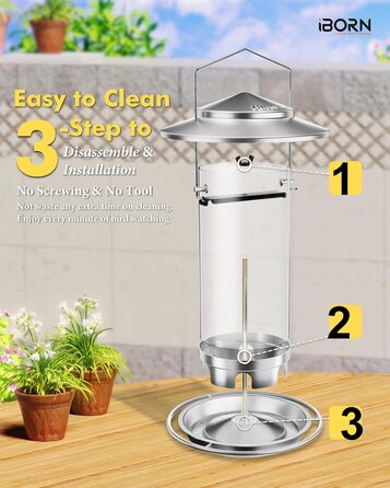 Годівниця для птахів iBorn, Металева годівниця-будиночок, Зелений колір, 18 см, для цілорічного годування, 6 отворів