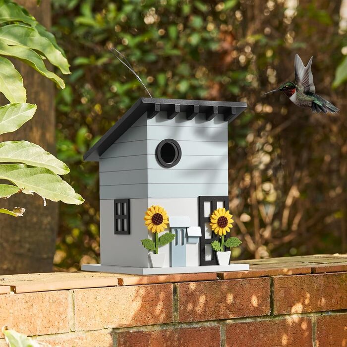 Дім для птахів JUJOYBD - дерев'яний годівниця для птахів у стилі кантрі, для саду, балкону та тераси, з отвором 33 мм