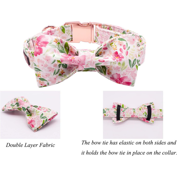 Нашийник для собак Lionet Paws з метеликом, регульований, знімний, для цуценят, маленьких, середніх та великих собак та котів, подарунок, 40-60 см, рожевий, квітка