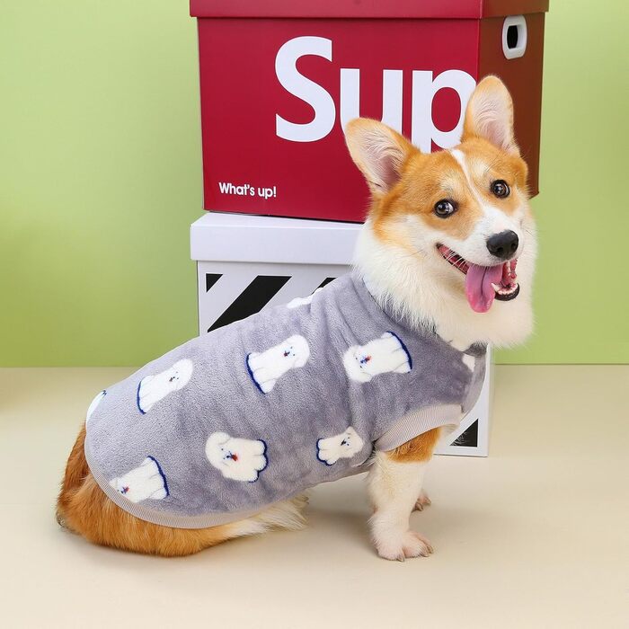 Теплий флісовий піджак для собак Zunea (середній, сірий) - коргі, такса, джек рассел, для холодної погоди