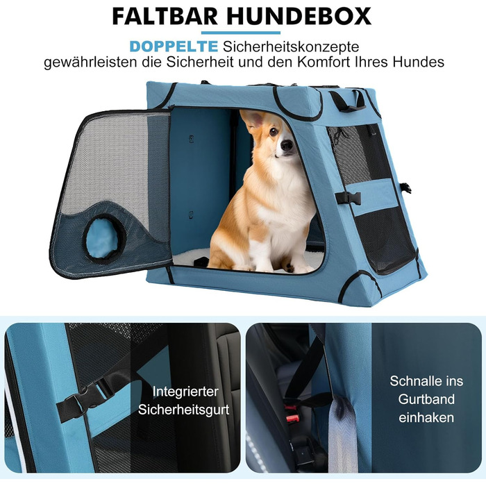 Складана переносна переносна коробка для собак Snagle Paw, стабільна переноска для заднього сидіння автомобіля з підголовником, металевий каркас, переноска для подорожей для середніх/великих собак, переноска з сітчастими дверцятами та м'якою оббивкою (68с