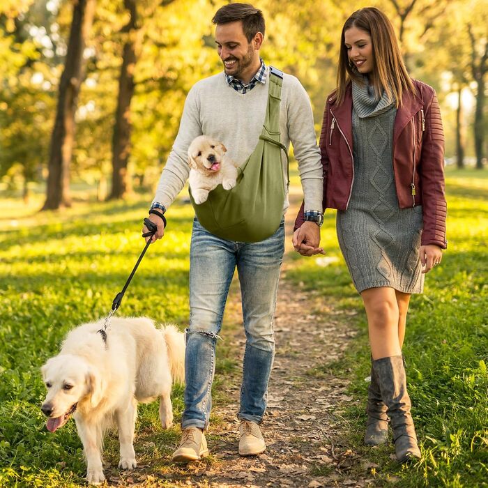 Сумка-переноска для домашніх тварин, регульована переноска для собак, реверсивна переноска для маленьких собак до 7 кг, переноска для собак, переноска для собак для прогулянок та активностей на відкритому повітрі (зелена)