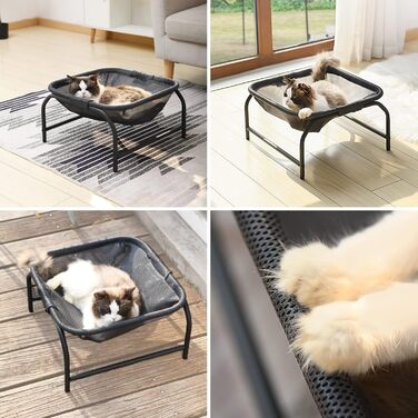 Велике котяче ліжко-гамак JUNSPOW 43×43×24 см, квадратне, для великих котів та цуценят, підвищене місце для сну, з відмінною повітропроникністю, самостійне розташування