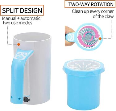 Електричний очищувач лап для собак PJDDP: силіконовий скребок для лап з рушником, портативний для великих і середніх собак, синій