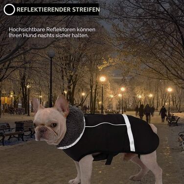 Зимовий одяг для собак QBLEEV: тепла, водонепроникна куртка з флісовою підкладкою, Rollkragen, для холодної погоди, розмір XL (Обхват грудей 50-79 см)