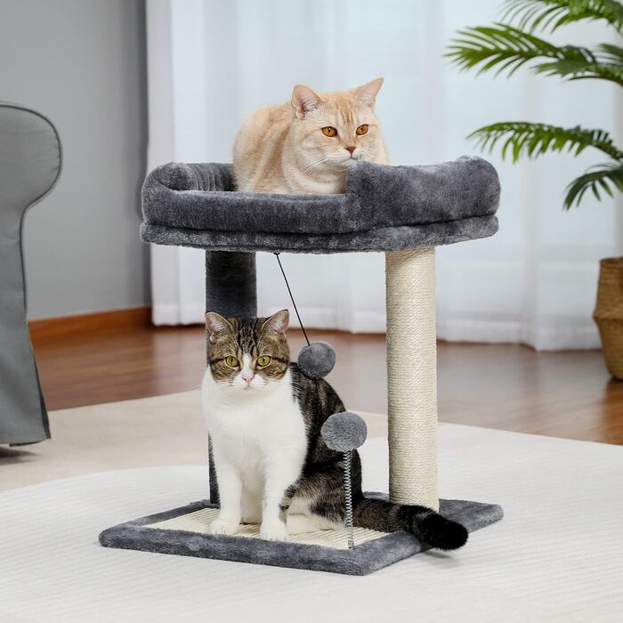 Дряпальня для котів PETEPELA з лежаком, сіра, 49 см