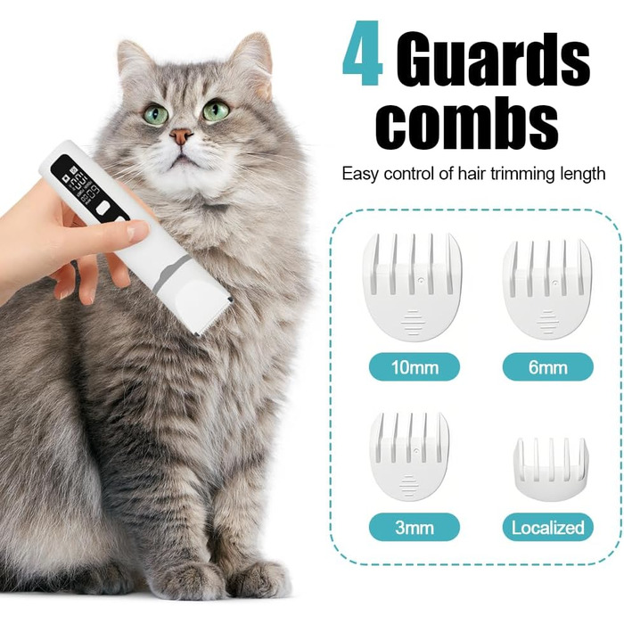 Електричний триммер для собак: LED-підсвітка, сталь, для догляду за лапами, вухами та обличчям