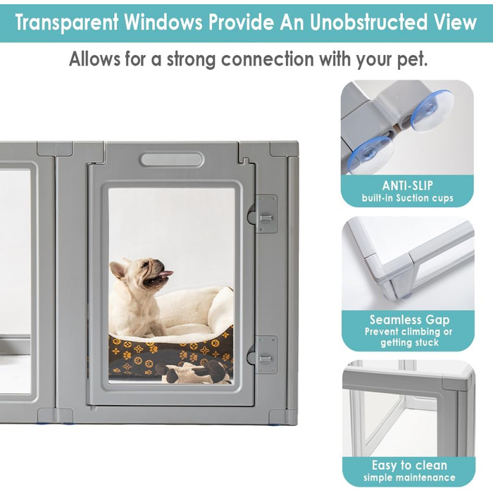 Загін для собак Front Row: міцний, прозорий, з 6 панелями, 76.2 см, для дому та саду