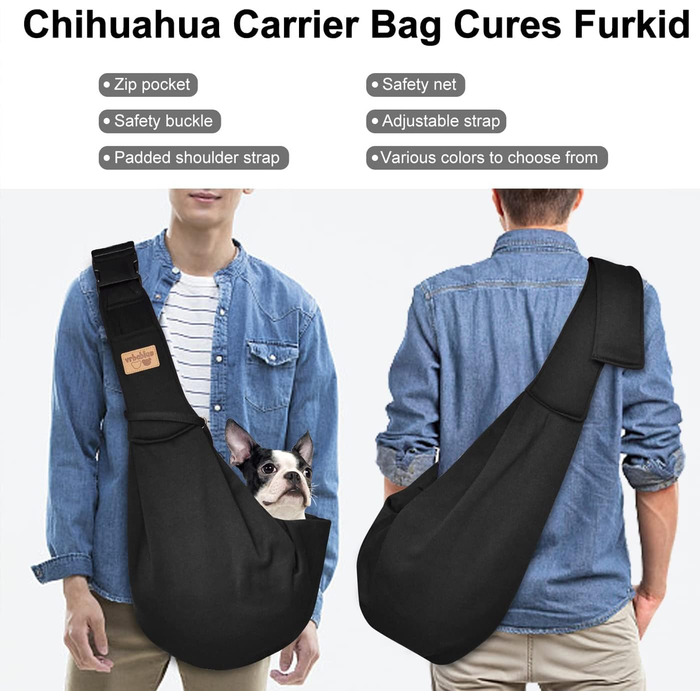 Сумка-переноска для собак Vrbabies, для маленьких собак та інших домашніх тварин до 5 кг, регульована, чорна