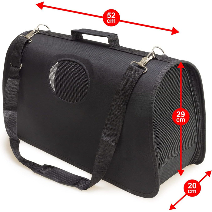 Транспортна сумка для тварин Arquivet чорного кольору, L (52 x 28 x 29 см) - для собак, котів, цуценят