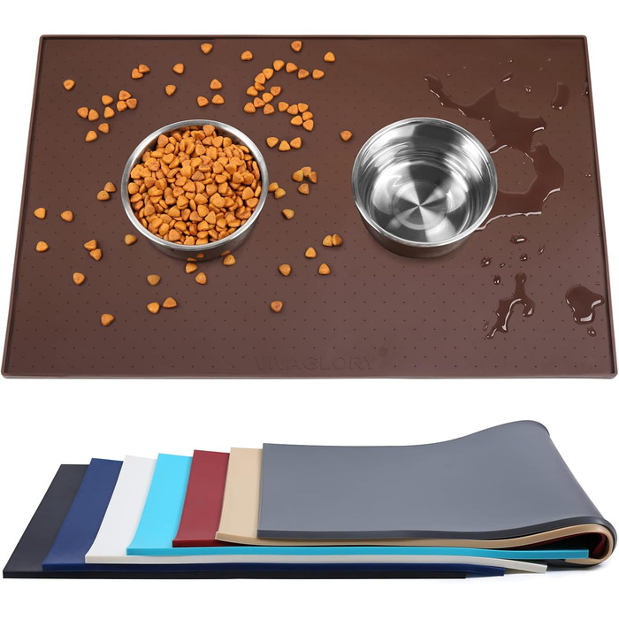 Підкладка під миску для собак та котів VIVAGLORY Grippymat, силіконова, L (60x40 см), шоколадного кольору