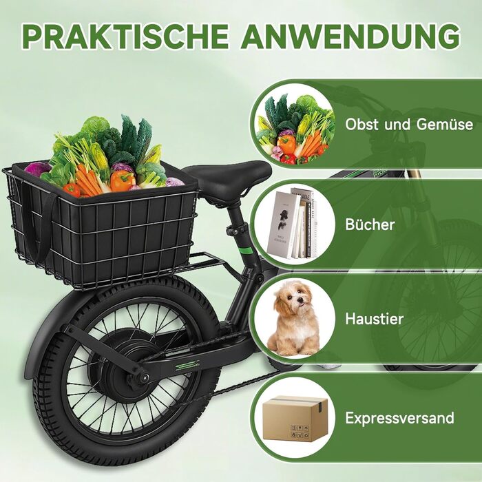 Знімний задній кошик для велосипеда, складний кошик на багажник, великий кошик для велосипеда, шкільний рюкзак, E-Bike, кошик для собак, сірий