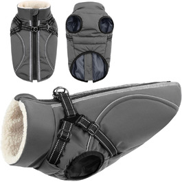 Теплий зимовий одяг для собак Citétoile: куртка з блискавкою, вітрозахисна, з відбиваючими смугами та нагрудником. Підходить для собак маленьких, середніх та великих порід. Сірий колір, розмір S.