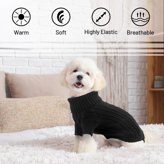 Пуловер для собак на Новий рік - теплий, з дірочкою для повідка, для чихуахуа, рейнхаунд та котів (S/L, чорний)