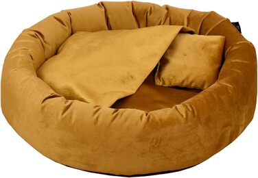 Килимок для собак Luxus Denver | гігієнічний, миється | розмір M (для маленьких та середніх собак) | затишна печеринка з пакетиками для відходів | діаметр 68 см (90 см, гірчичний)