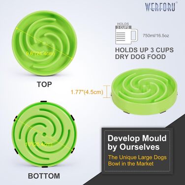 Німецький інтерактивний миска для собак, повільне годування, анти-заковтування, безпечна та довговічна, екологічна (K-grasgrün)