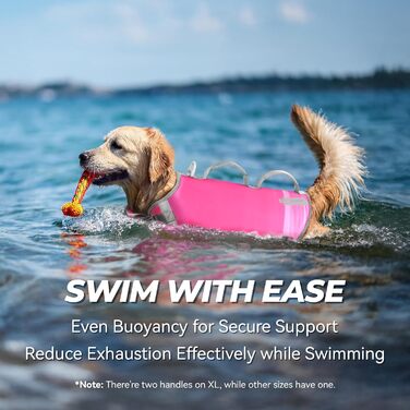 Жилет рятувальний для собак VIVAGLORY Neoprene, S, рожевий (56-66 см обхват грудей)