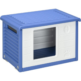 Будка для собак PawHut, пластикова, для вулиці, 60x42x40 см, блакитно-біла