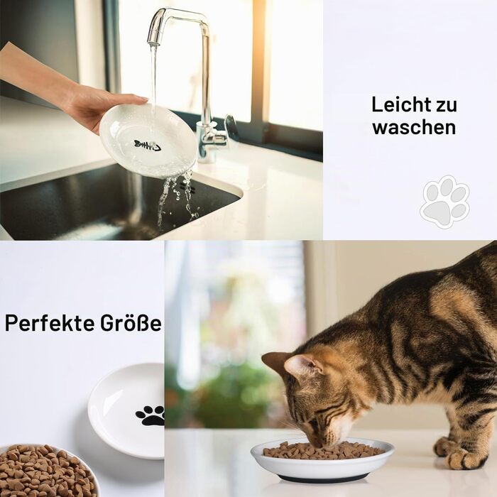 Миски для котів Katzennäpfe керамічні, набір 3 шт., для води та корму, з силіконовою основою, захист від вусів