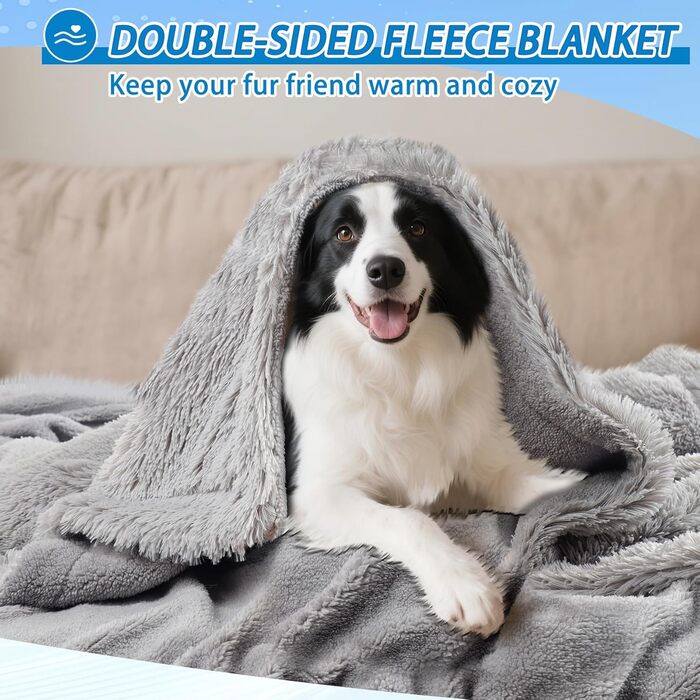 Водонепроникний коврик для собак, плюшевий та м'який, 152x127 см, великі породи, великий розмір, серпа фліс, захисний коврик для собачого дивана, сірий XL (152x127 см)