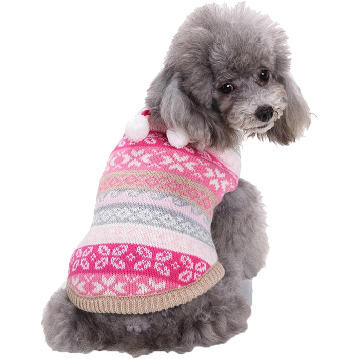 Пуловер для собак на Різдво: теплий в'язаний пуловер з принтом оленя, Санти та сніжинок для собак маленьких, середніх та великих порід, XXS-XXL