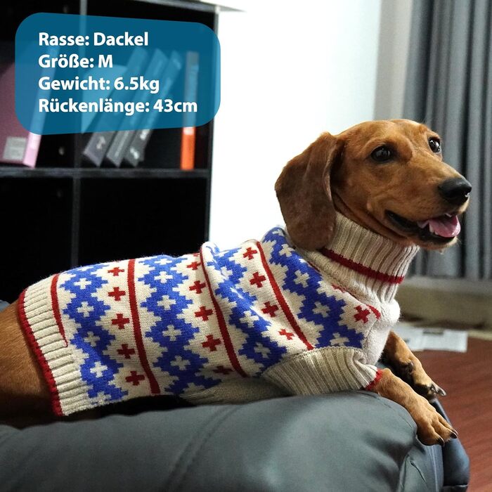 Теплий в'язаний зимовий пуловер для собак великих порід Katzinst | Зимовий пуловер для собак, Лабрадор, Доберман (Абрикосовий, 3XL)