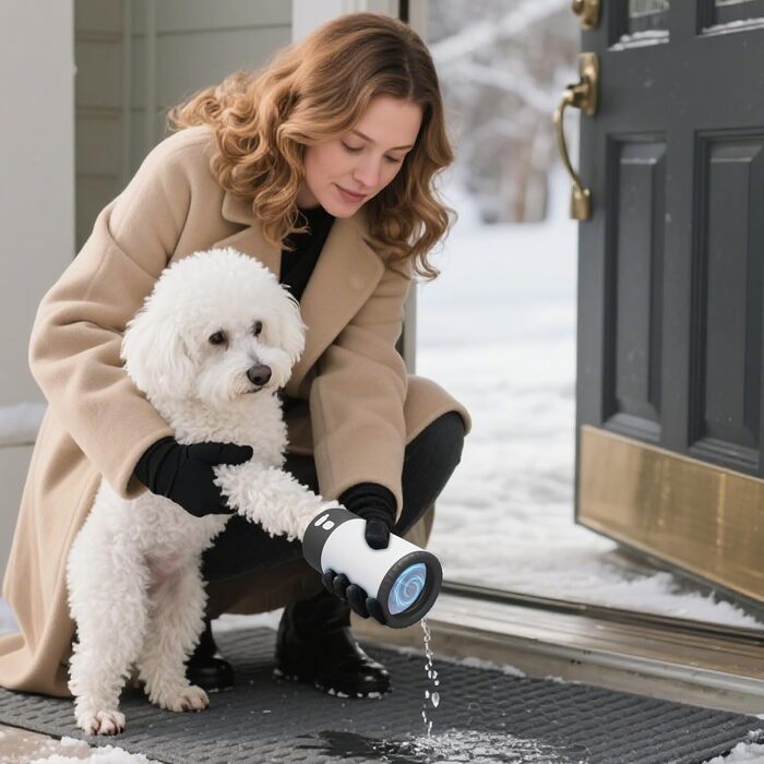 Електричний мийник лап для собак великих порід | Автоматичний мийник лап для котів та цуценят | Чорний/Білий