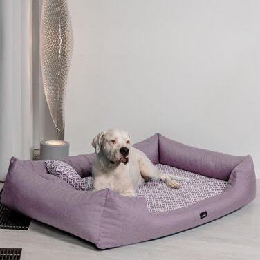 Ортопедичне ліжко для собак Tierlando® Ellen з матрацом з піною з пам'яті та текстурованою облямівкою. Розмір: 90x75 см, колір: рожевий. Підходить для великих і маленьких собак.