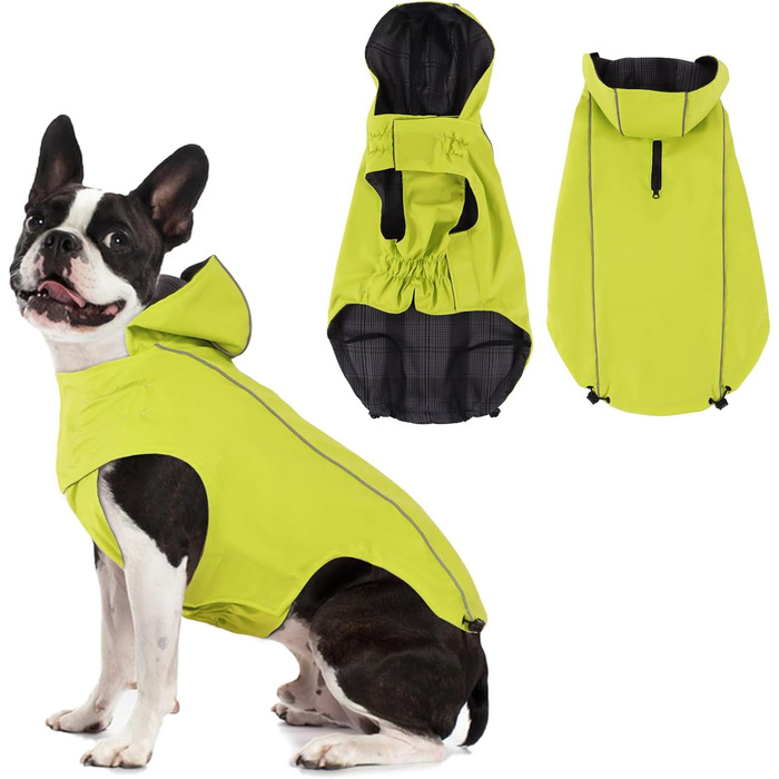 Водонепроникний дощовик для собак, світловідбиваючий, з капюшоном, регульований, для маленьких, середніх та великих собак, XZ015 (зелений, S)
