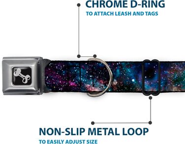 Нашийник для собак Buckle-Down Galaxy Collage з кісткою, середній, 27,9–43,2 см