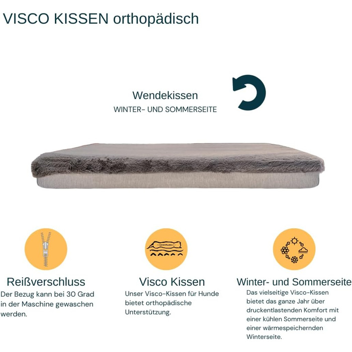Ортопедичне ліжко для собак Rio, сірого кольору, 100x70x17 см, XL, з Memory Visco-матрацом, нековзне, миється, для великих собак до 35 кг