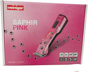 Набір для стрижки собак EHASO HEINIGER Profi Saphir: акумуляторна машинка, насадки, миска для води (рожева)