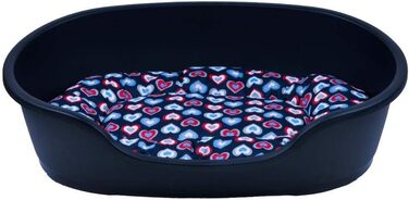 Корзина для собак Adena 71x48 см, антрацит + подушка серця, блакитна (92x61x26 см)